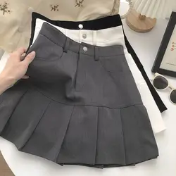 Falda plisada para mujer, Falda corta blanca Harajuku, uniformes, pantalones de seguridad, minifalda informal de Color sólido, moda de verano, Y2k