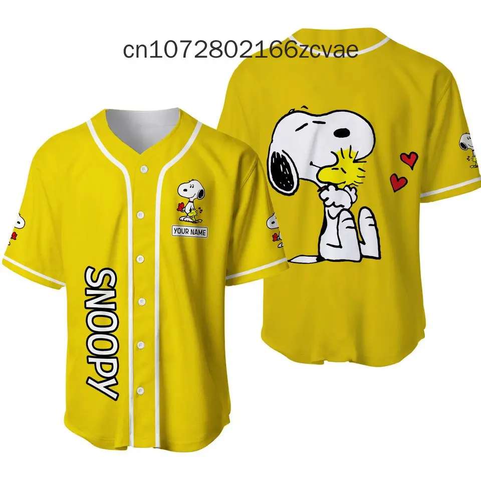 2024 New Summer Snoopy Baseball Jersey Cartoon Casual Vacation Cute Oversized Baseball Jersey Kids/Adults Shirt