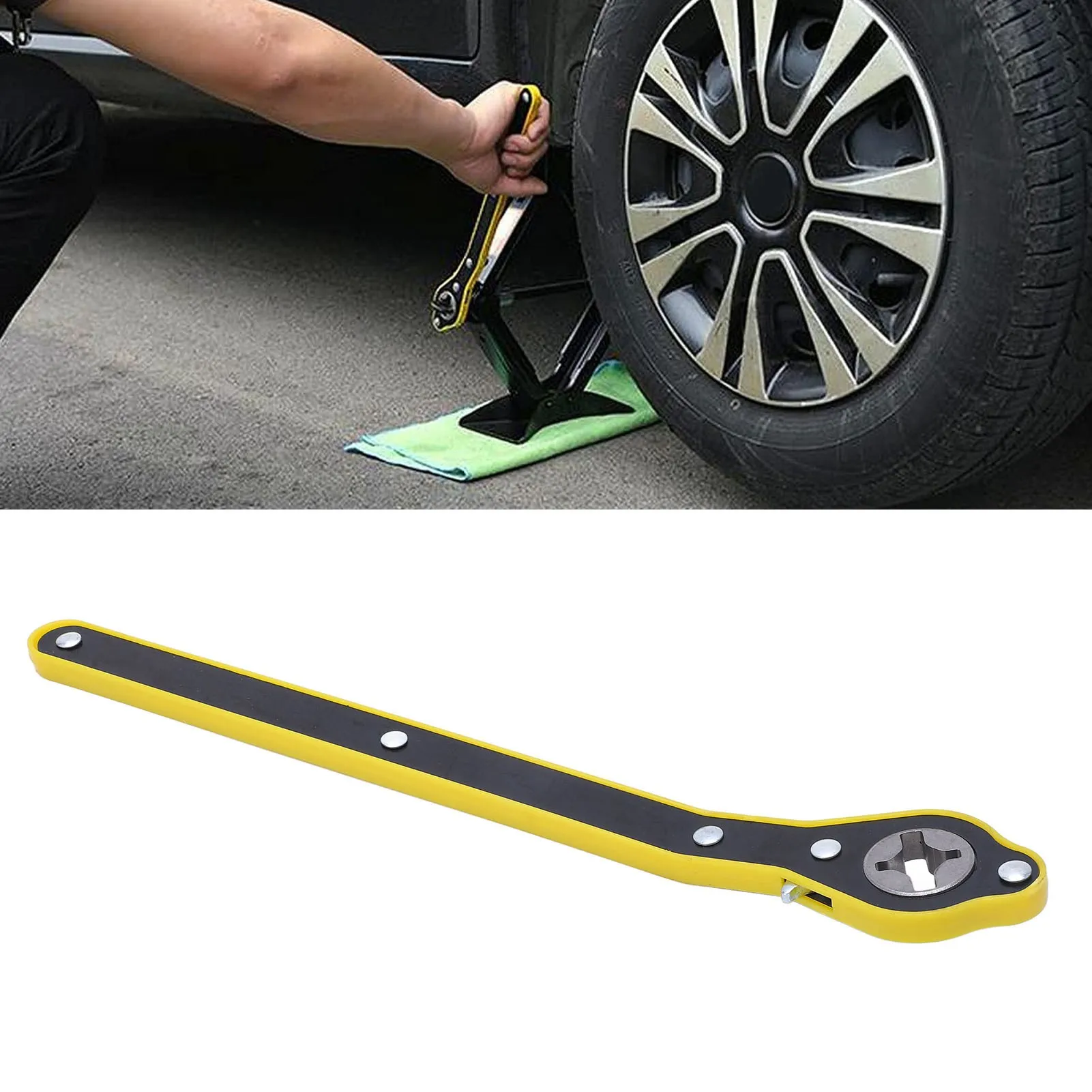 

Labor Saving Ratchet Wrench Long Handle Auto Jack Spanner For Wheel Tire Removal Repair