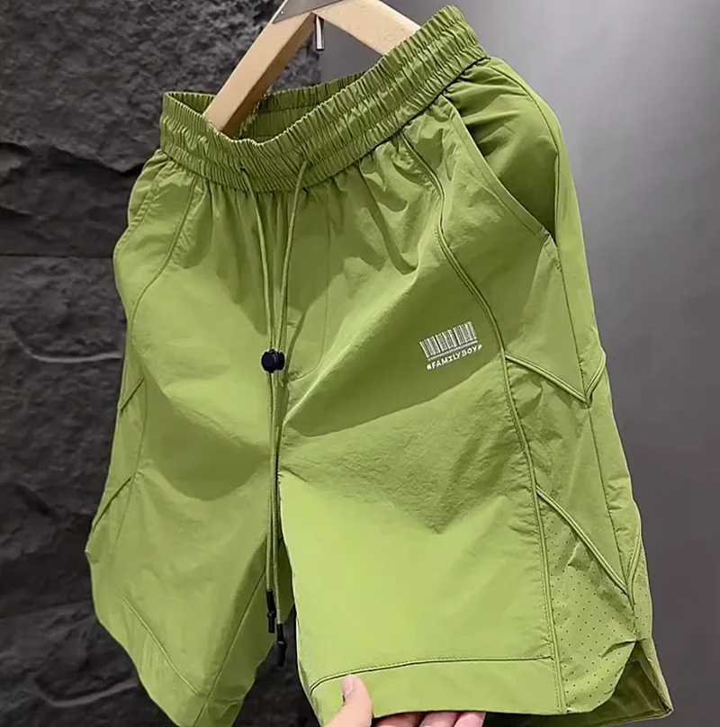 

Американские летние мужские шорты из тонкого ледяного шелка, повседневные, свободные, прямого кроя, спортивные, быстросохнущие, легкие, длиной до колена.