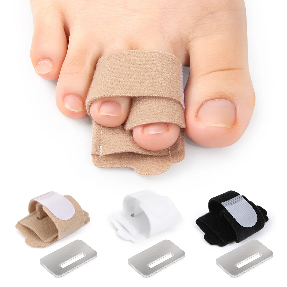 1 Pair of Toe Separators Suitable for Overlapping Toes for Both Men and Women, with Support Splint and Fixation Strap—Toe Care Brace with Fixation Strap