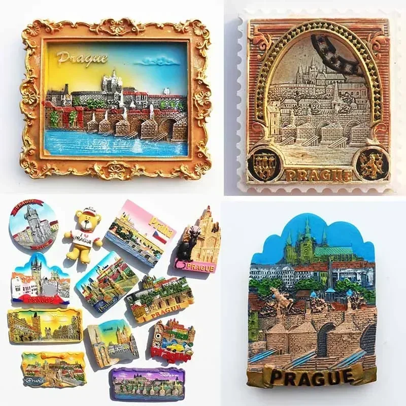 Czech Republic Fridge Magnets Prague Landmark Building Tourist Souvenir Magnetic Refrigerator Sticker Collection Home Decor Gift