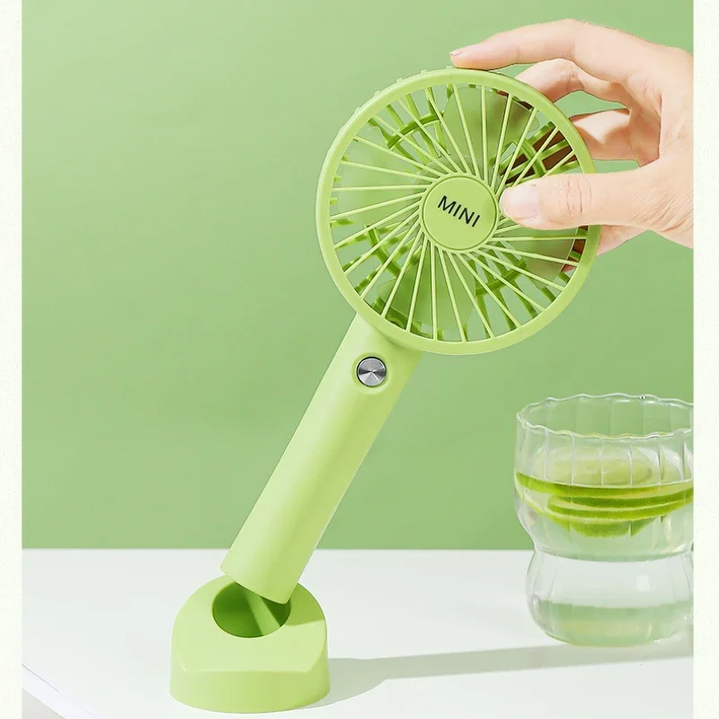 2024 New Portable Fan USB Rechargeable Cooling Handheld Fans with Base Summer Outdoor 3 Speed Hand Hold Fan with Phone Holder