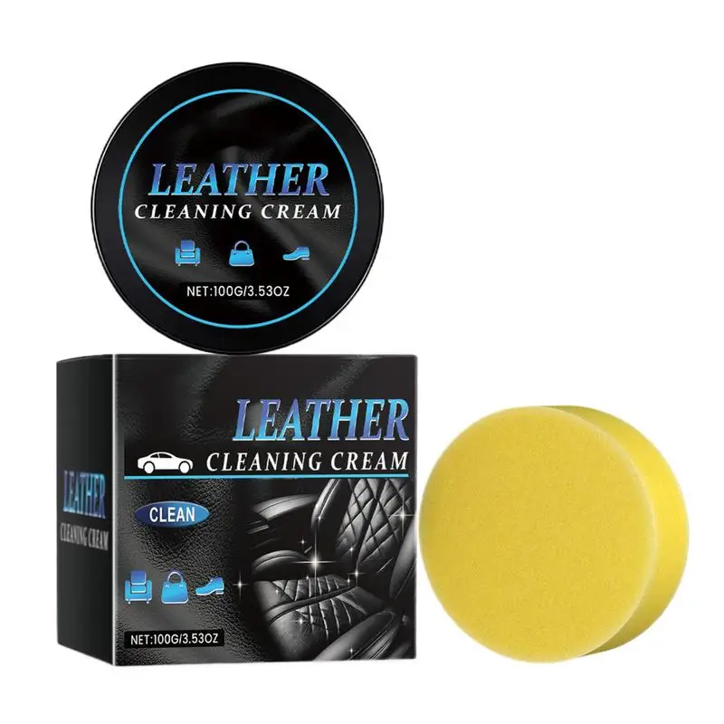 Leather Cleaner For Car Interior Shoes Handbags Polish Repair Cream 100g Car Leather Seats Refurbishing Conditioner With Sponge