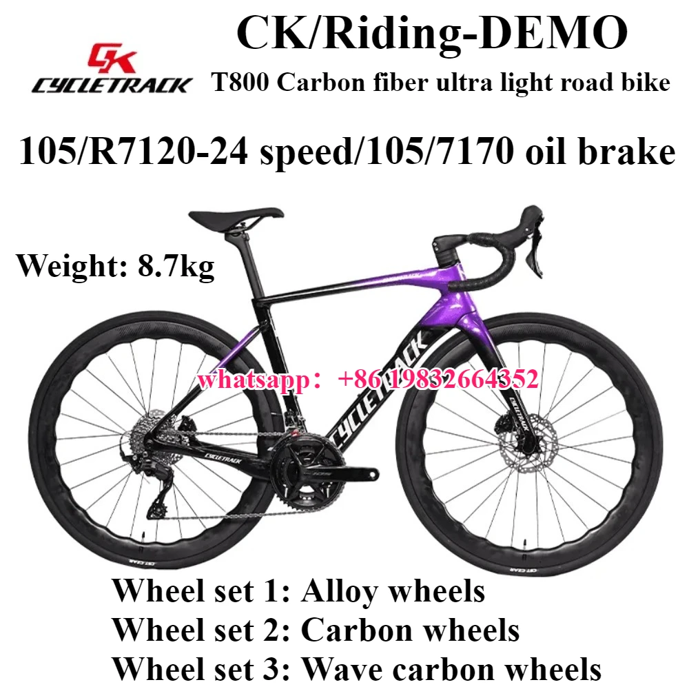 

CYCLETRACK CK Riding Track Demo Ультралегкий дорожный велосипед из углеродного волокна 105/R7120-24S Гидравлический дисковый тормоз 700*28C гоночный автомобиль