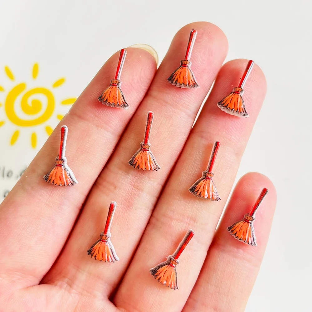 55 pieces of cute resin mini cartoon Halloween broom nail art flat DIY scrapbook decorative jewelry A155