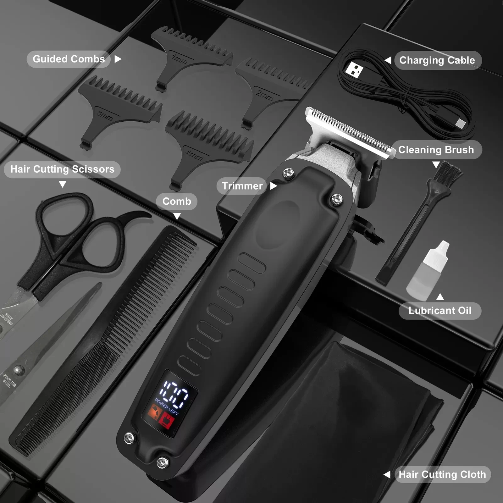 Sejoy Professional Men's Hair Clipper Kit Cordless Trimmer with USB Charging, LED Display