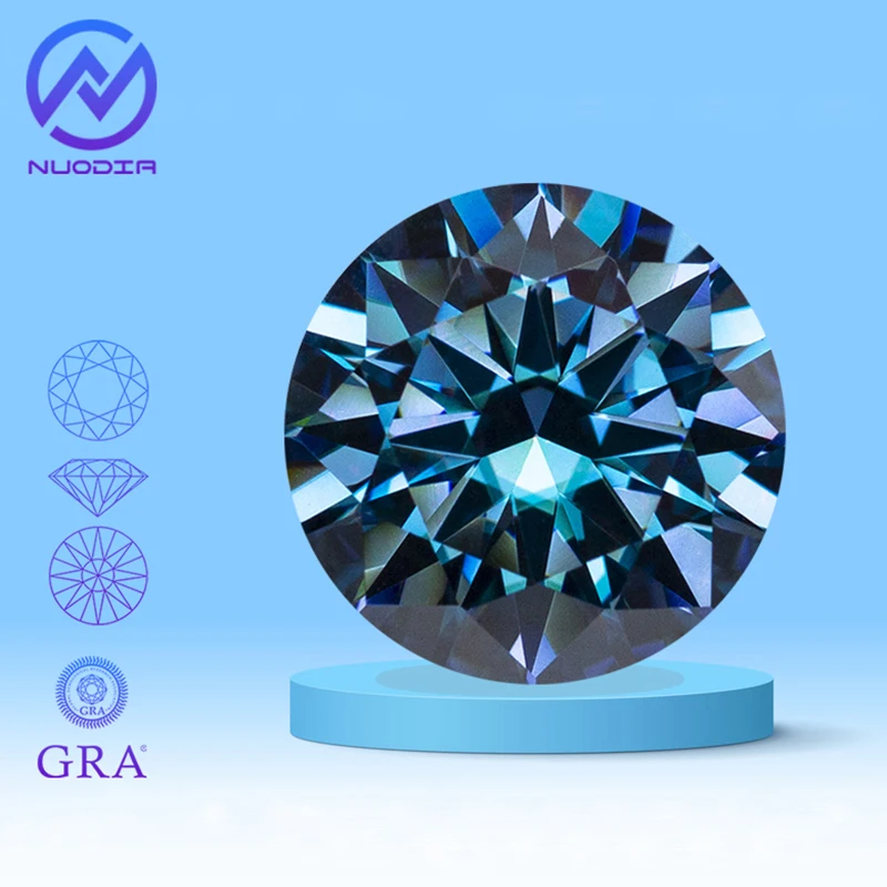 

Сапфировый синий круглый муассанит свободный камень 0,5-5,0 карата VVS1 сертификат GRA тестер для драгоценных камней муассаниты с сертификатом