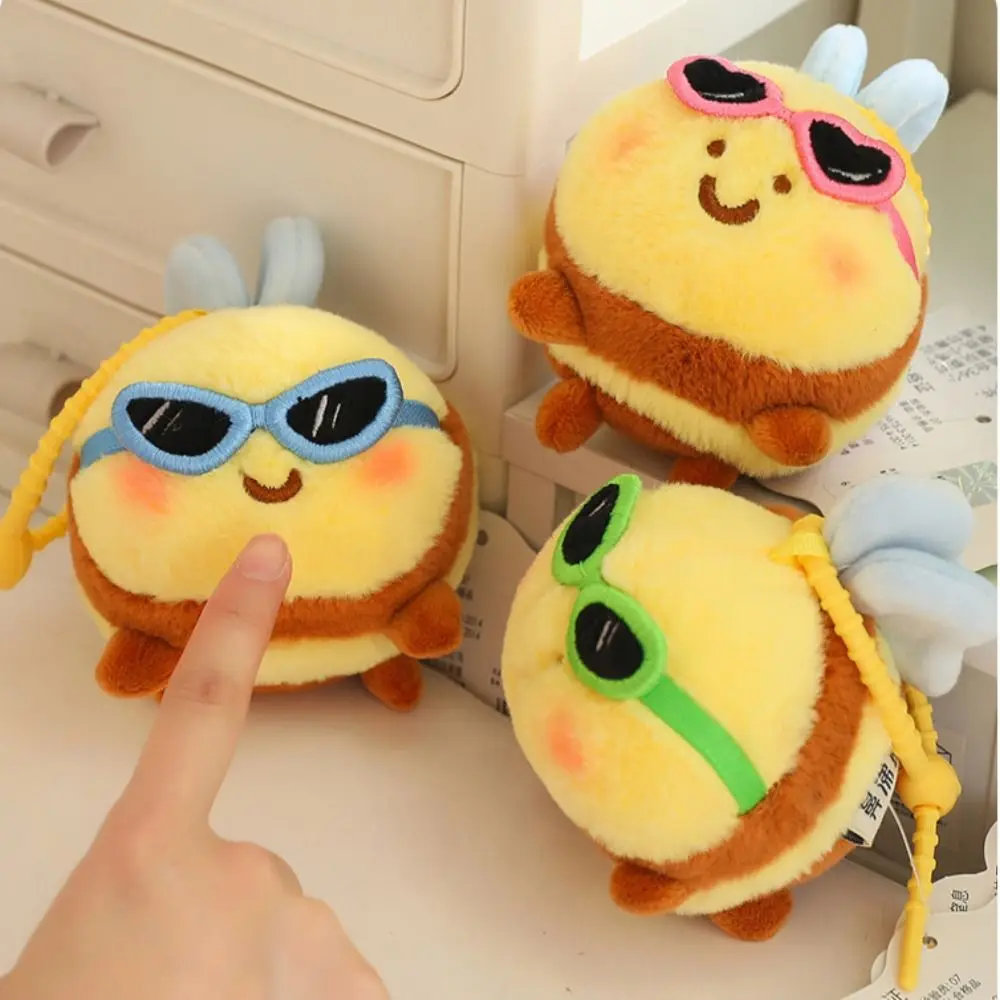 

Sunglasses Bee Bee Bear Plush Dolls Bee Shape PP Cotton Bee Doll Plush Keychain Lucky 9CM Bee Stuffed Toys Pendant Christmas