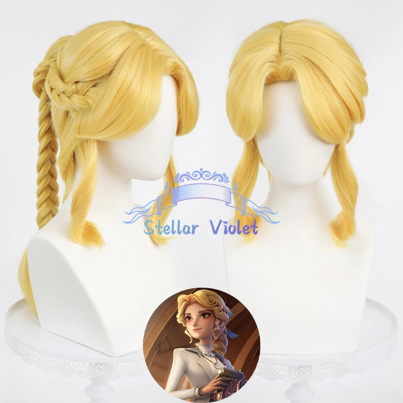 

Journalist Alice Dross Wig Game Identity V Cosplay Wig Synthetic Hair Journalist Cosplay Wigs 55CM Blonde Ponytail Free Wig Cap