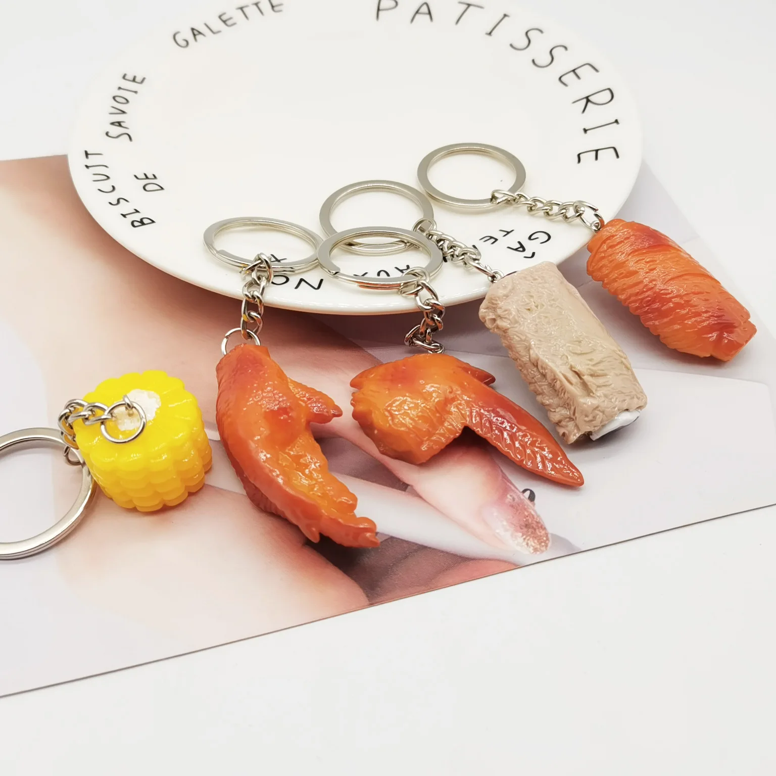 Multi-style New Novel Simulated Food Modeling Series Personality Simulation Resin Activity Gift Pendant Keychain Accessories