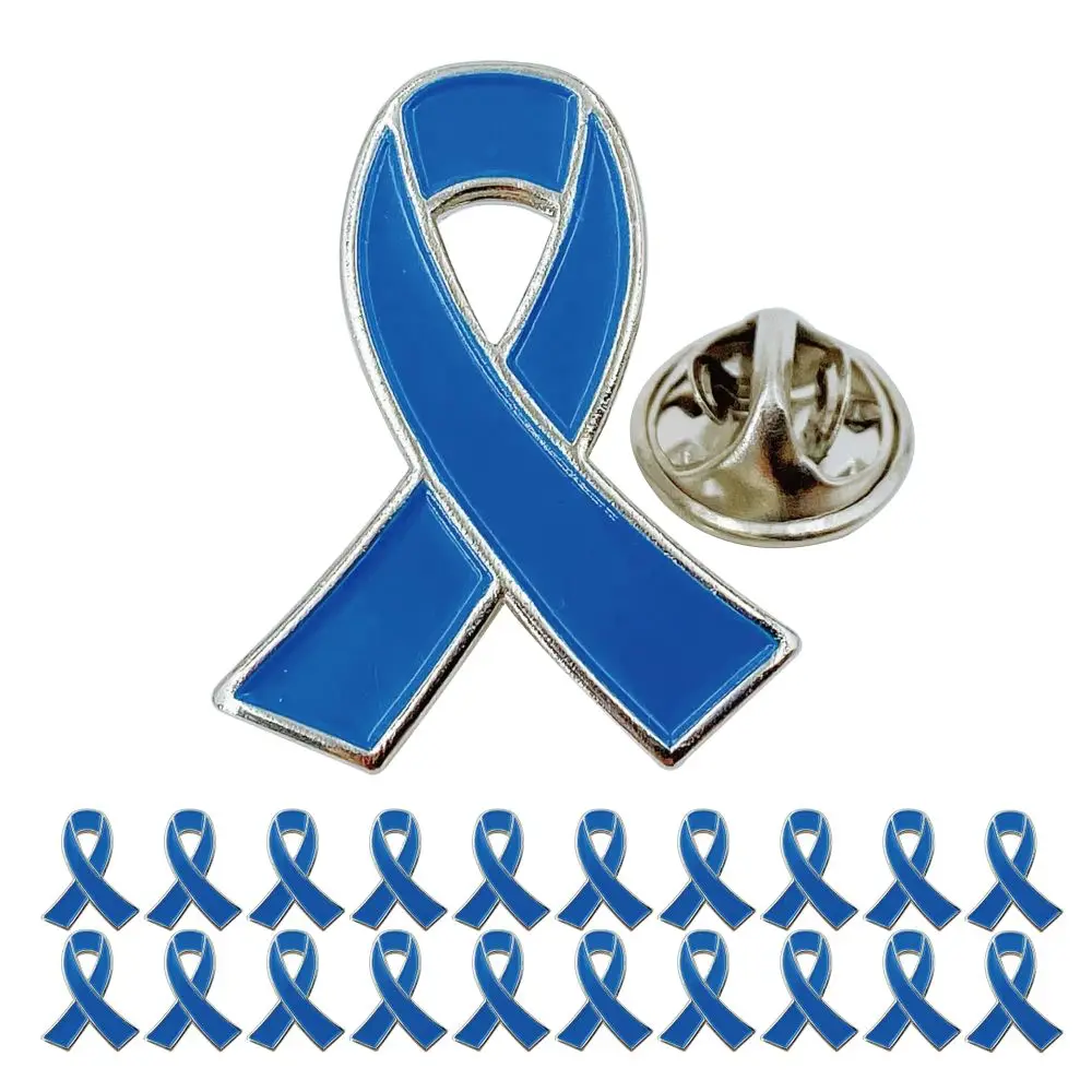 الأزرق الشريط دبوس 5/10/50/100 قطعة سرطان القولون البروستاتا السرطان الوعي دبوس الأزرق بروش دبابيس سترات مزخرفة بالمينا