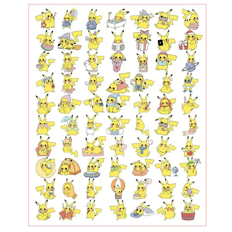 สติกเกอร์การ์ตูน Pikachu 70ชิ้นเคสโทรศัพท์มือถือน่ารักตู้เย็นแล็ปท็อปกระเป๋าคอมพิวเตอร์สติกเกอร์กันน้ำขายส่ง