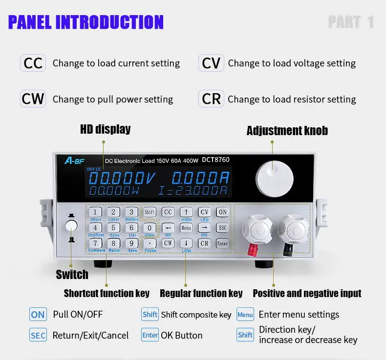 cy A-BF DC programowalny elektroniczny miernik obciążenia precyzyjny tester baterii pojemność test obciążenia rezystancji wewnętrznej 200W/300W/400W