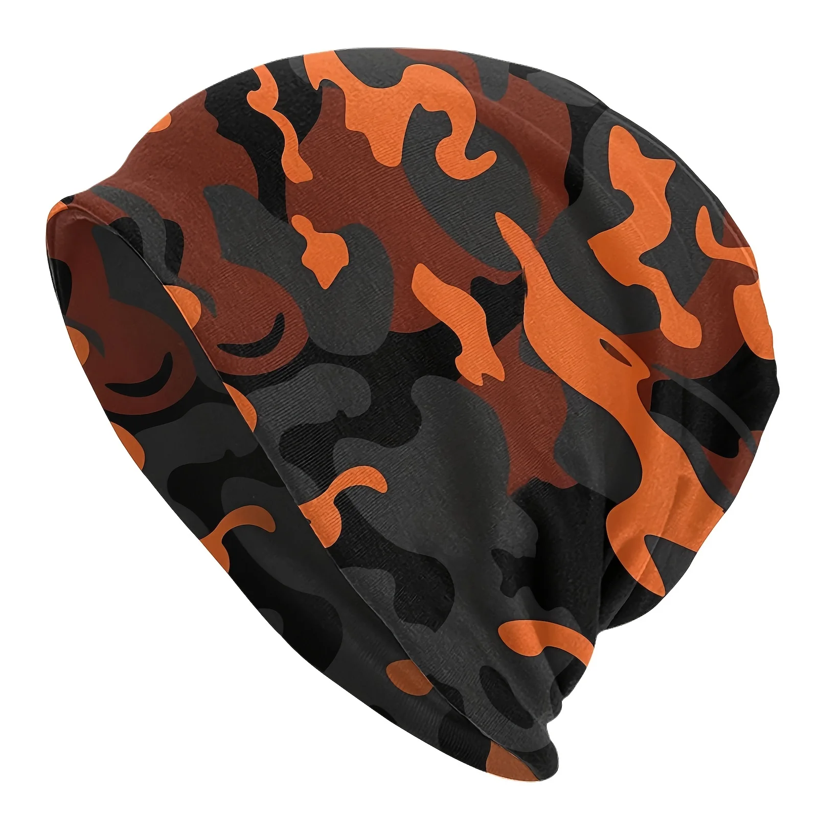 Camo Style Black Orange Camouflage Hats Hip Hop Goth Autumn Winter Skullies Beanies Cap unisex Men Women Warm Dual-use Knit Hat