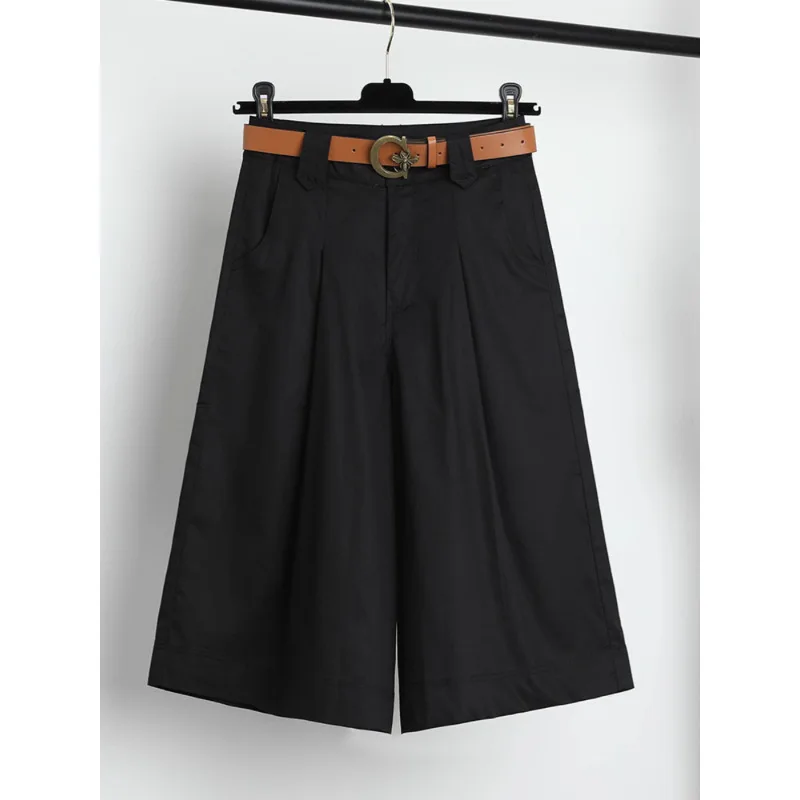 سراويل واسعة الساق مصممة للنساء، سراويل من سبع نقاط، سراويل صيفية رفيعة عالية الخصر عصرية ومتعددة الاستخدامات للتخسيس فضفاضة #3