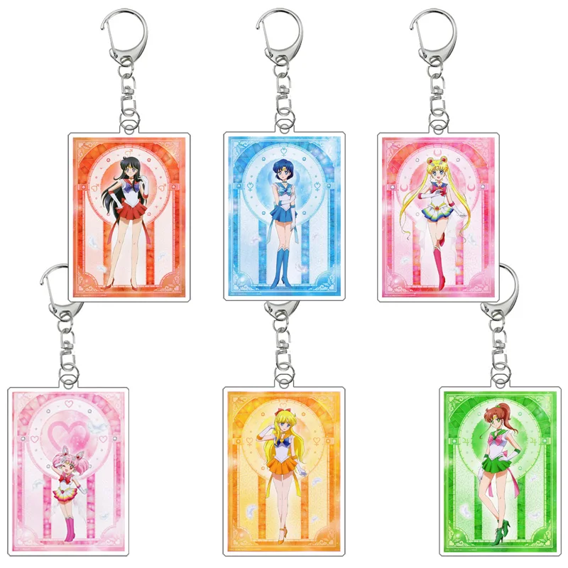 Sailor Moon Series Diy Self-Made Commemorative Card Cartoon Patterns Acrylic Keychain Creative Collection Card Bag Pendant