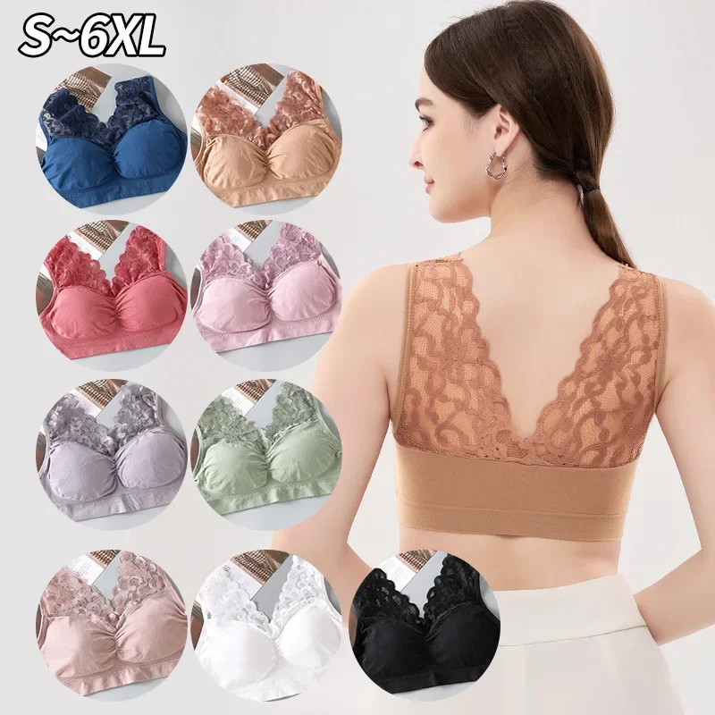 Bras For Women Underwear Plus Size Bra Seamless Brassiere Wireless Bralette Push Up BH Sexy Lace Bra With Pad Vest Top