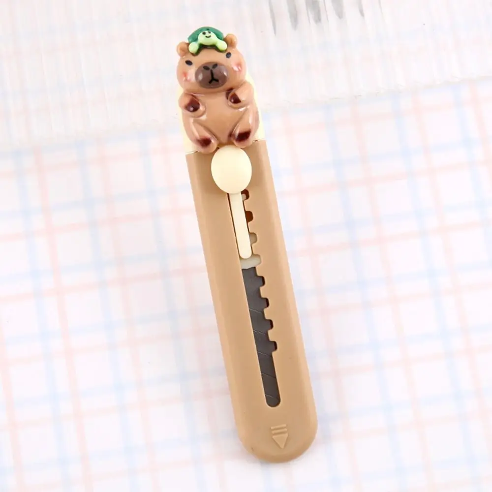 Portable Plastic Capibara Cutter Mini School Office Supplies Paper Cutting Tool Cartoon Retractable Letter Opener