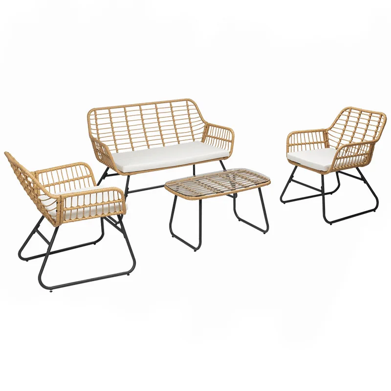 Modern Outdoor Garden Rattan Sofa Set Patio Hotel Pool Rattan Sofa Chair Set