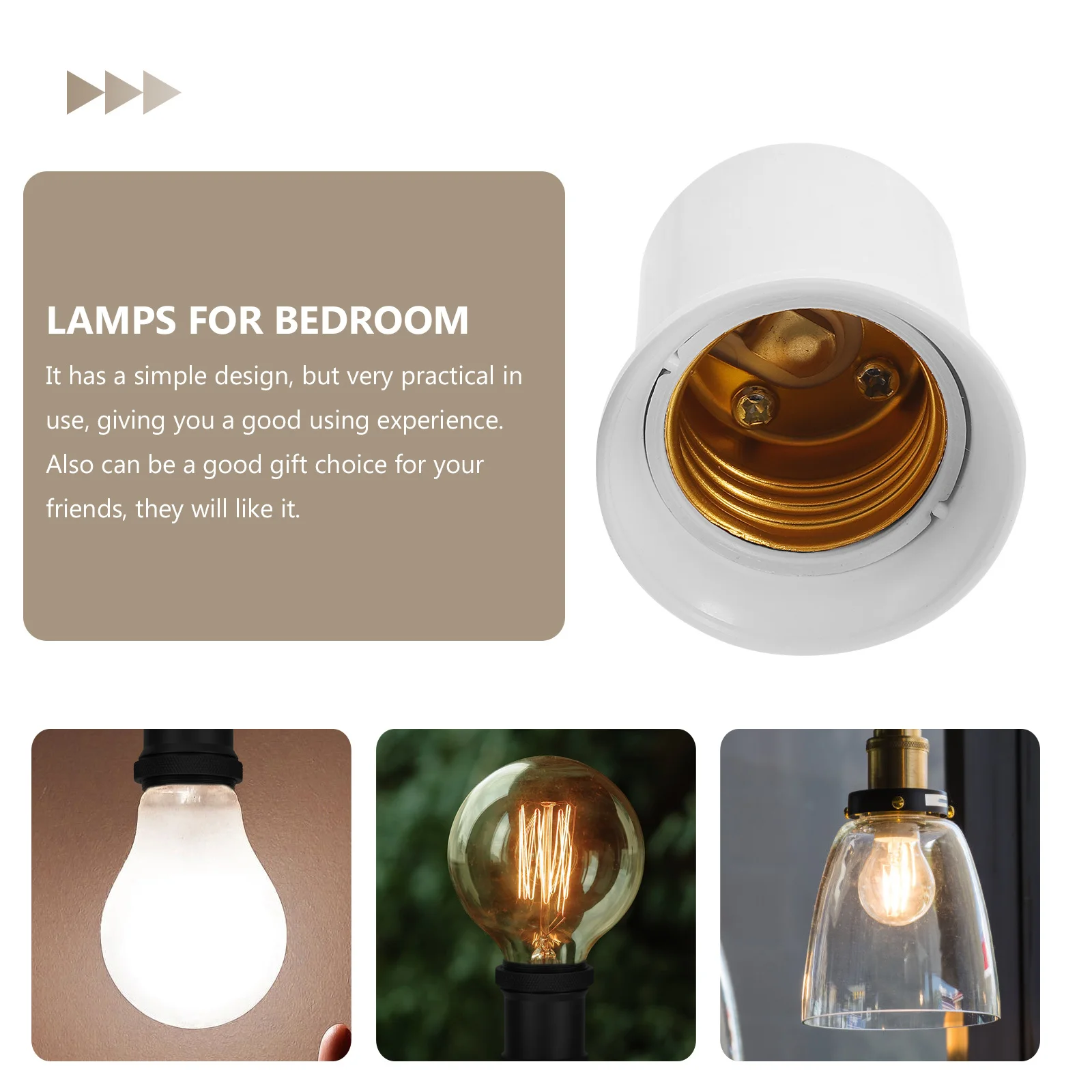 

3pcs E27 Lamp Holder Adapter High Grade Copper for E26 E27 Bulb Sockets Light Outlet Plug Wall Pathway Night Socket Converter