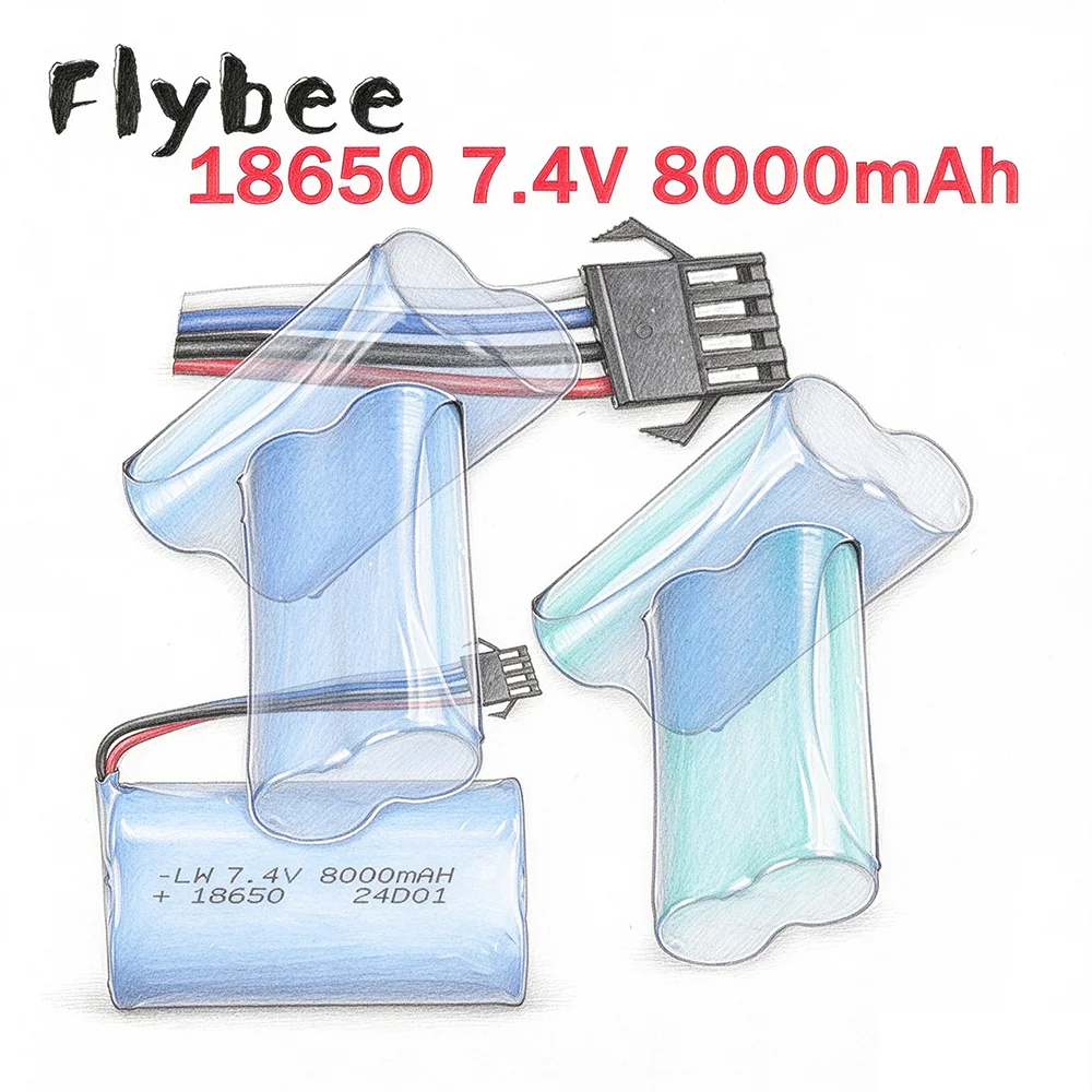 Brand New 7.4V 8000mAh 18650 lithium-ion battery / with SM4P plug for water gun RC truck ship helicopter toy battery accessories