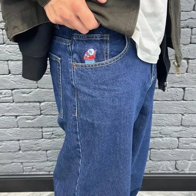 Klasyczne amerykańskie jeansy Waed, luźne, codzienne, z prostymi nogawkami, szerokie spodnie, młodzieżowe, modne, bawełniane, 100% antystatyczne, wytrzymałe.