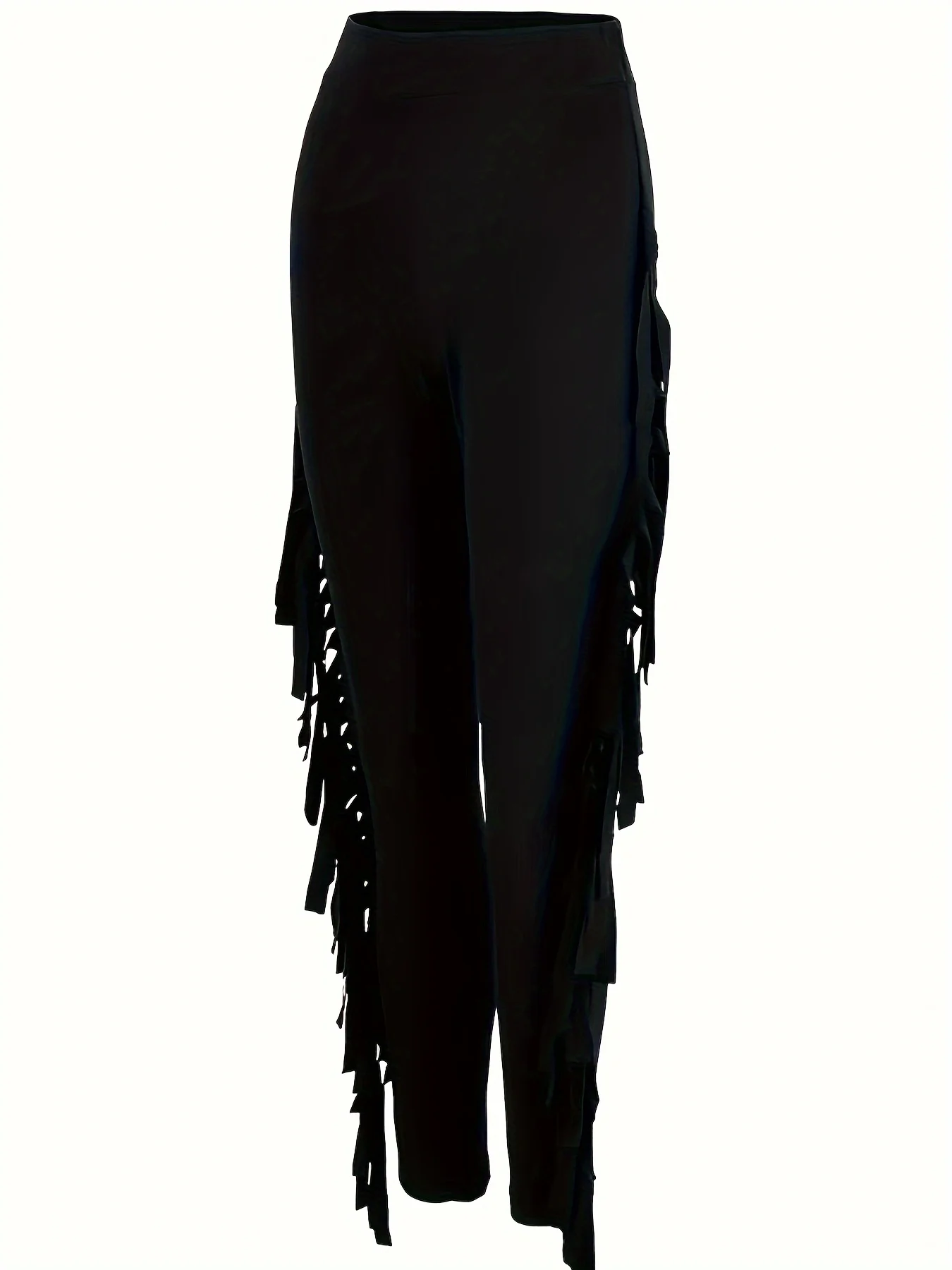 Plus Size Tassel Trim Skinny LeggingsCasual High Waist Stretchy Leggings For Spring SummerWomen\'s Plus Size Clothing