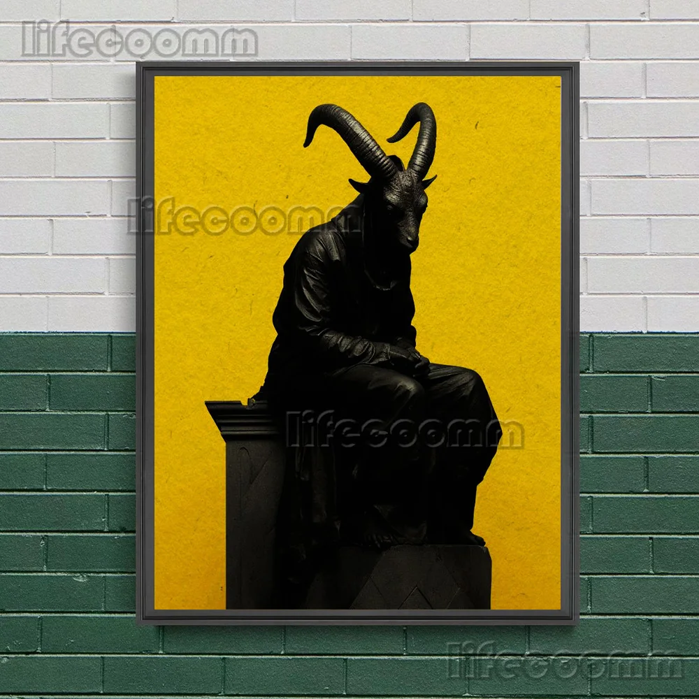 The Horned Demon Lord Of Hell,Vintage Wall Art Canvas Painting Creepy Demon Portrait Gothi Art Poster Print Home Decor Unframed