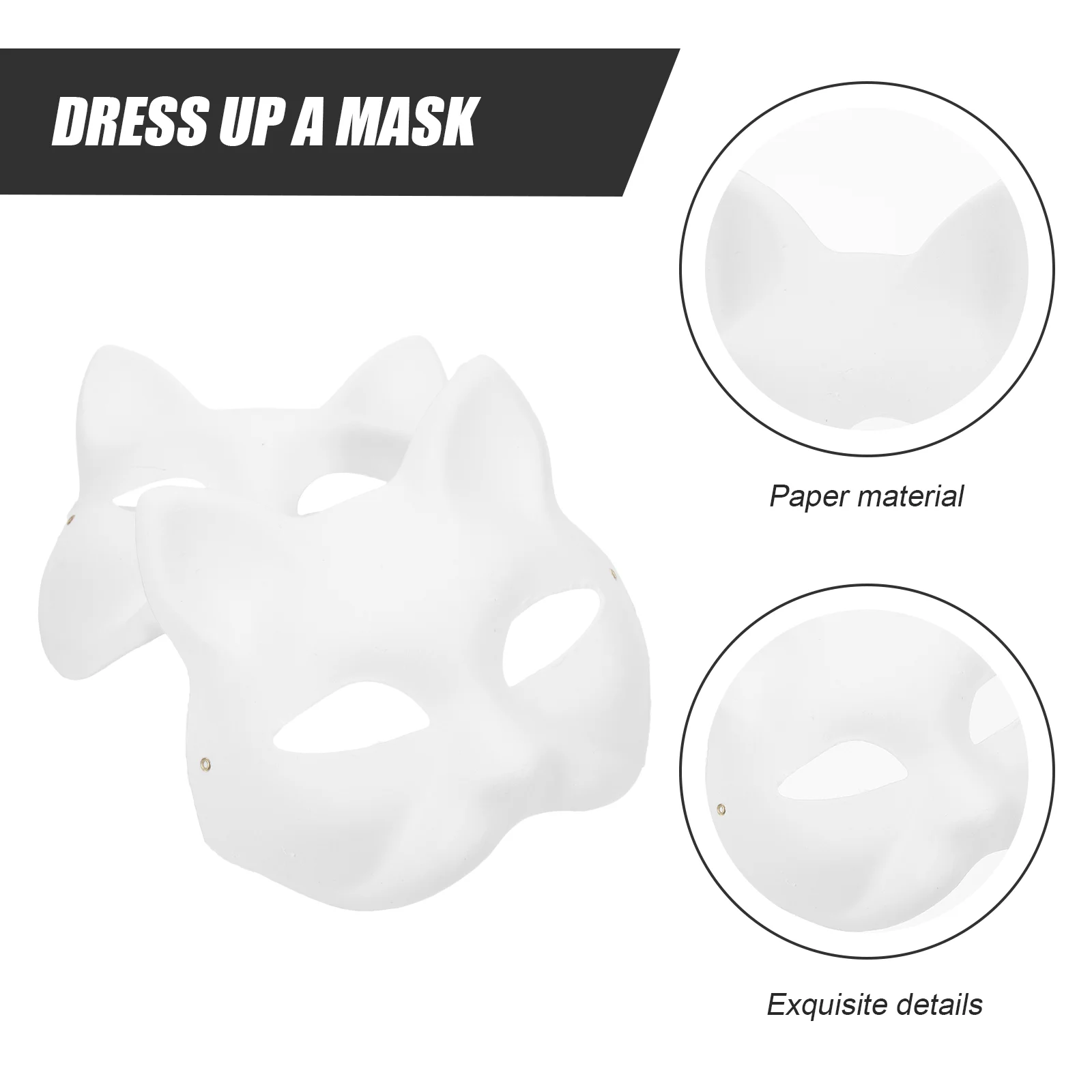 10 Pcs Fox Pulp Mask Paintable Face Makeup Animal Design Paper Party Stage Performance Props DIY Masks