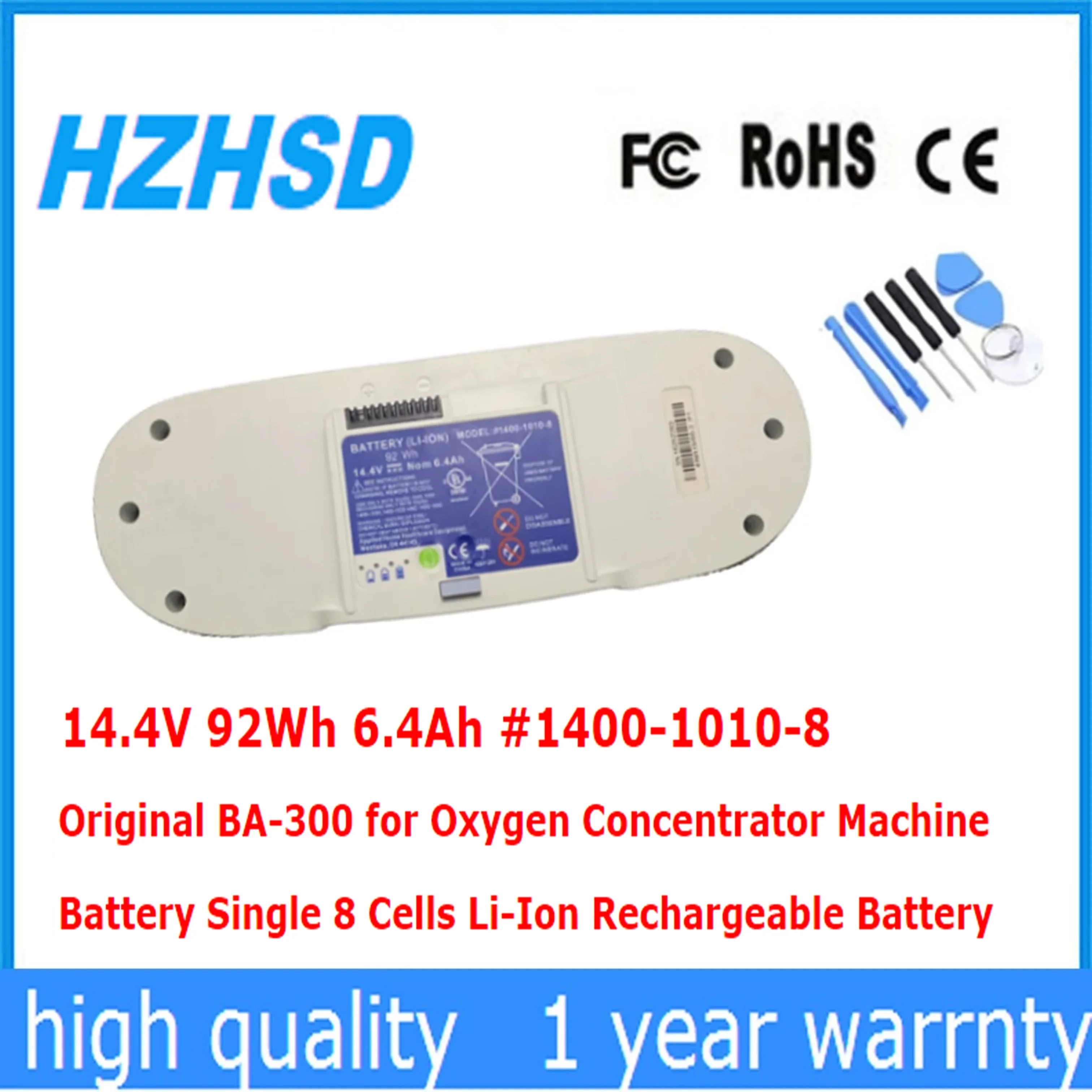 14.4V 92Wh 6.4Ah #1400-1010-8 Original BA-300 for Oxygen Concentrator Machine Battery Single 8 Cells Li-Ion Rechargeable Battery