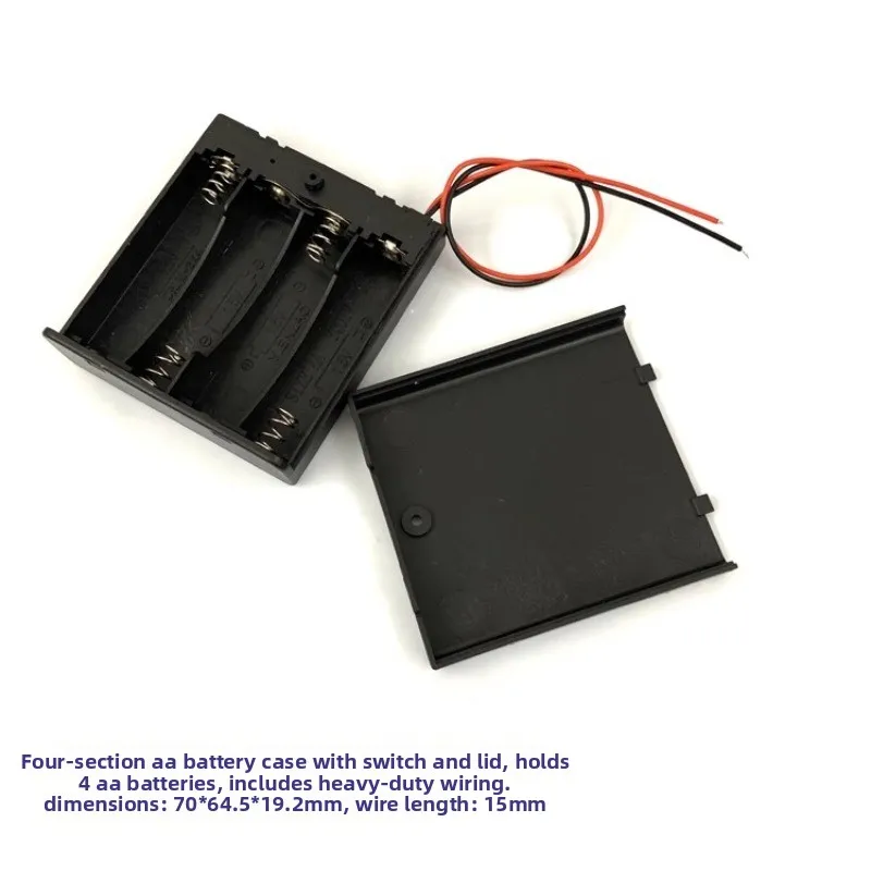 Battery case On/Off Switch 4 AA Battery Box with Cover, 3V 6V Heavy Duty Wired Holder for 2 or 4 Batteries, DIY Power Supply