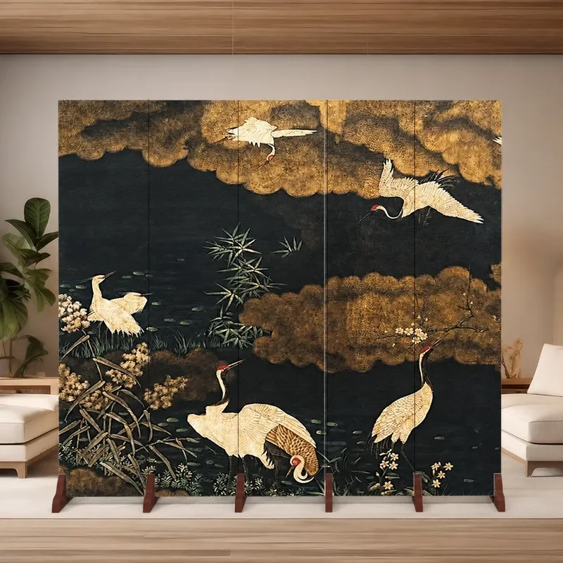 Chinese Style Folding Screen Partition for Living Room Hotel Office Portable Mobile Room Divider Privacy Shade Porch Board