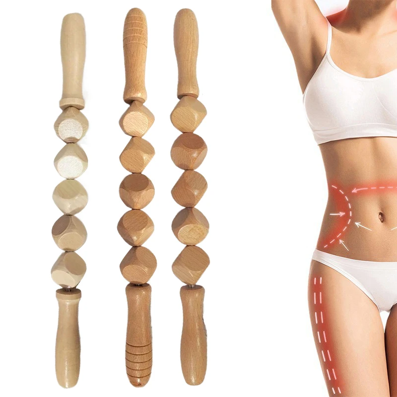 5 Beads Dice Universal Back Massage Tendons Beech Wood Scraping Stick Point Treatment Guasha Relax Abdominal Massager