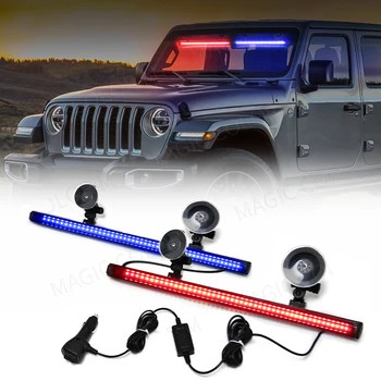 96 LED Car Strobe Light Emergency Flash Warning Light 2-in-1 3030 SMD Windshield Bar Auto Traffic Advisor Car Accessories 12V-24V