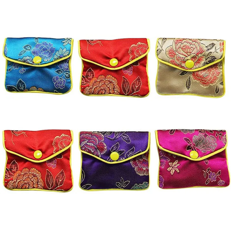 Baitaihem 6 Pack Jewelry Purse Pouch Gift Bags Chinese Silk Style Brocade Embroidered Bag,Multiple Colors