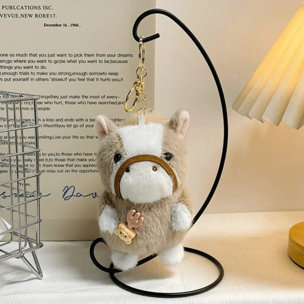 

Забавный милый мини-брелок с лошадью, пушистая текстура, реалистичный год лошади, год лошади, кавайный кулон с лошадью, праздничный декор