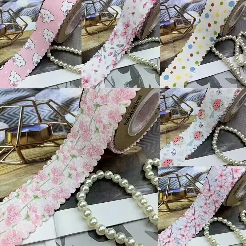 

10 Yards 40MM Double Sided Flower Polka Dots Animal Lace Ribbon DIY Handmade Material For Crafts Decoration Hair Bows Crafts