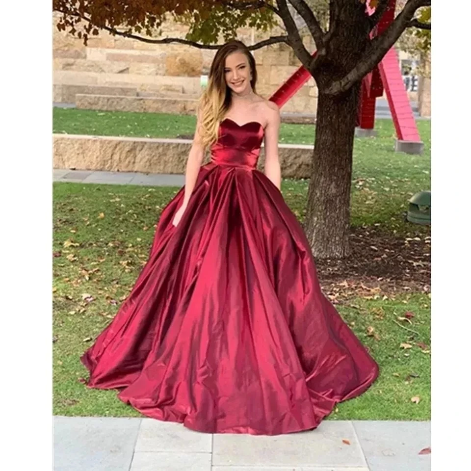 Angelsbridep TOP  Burgundy Sweetheart Ball Gown Quinceanera Dresses 15 Party Formal Satin Floor-Length Masquerade Birthday Gowns