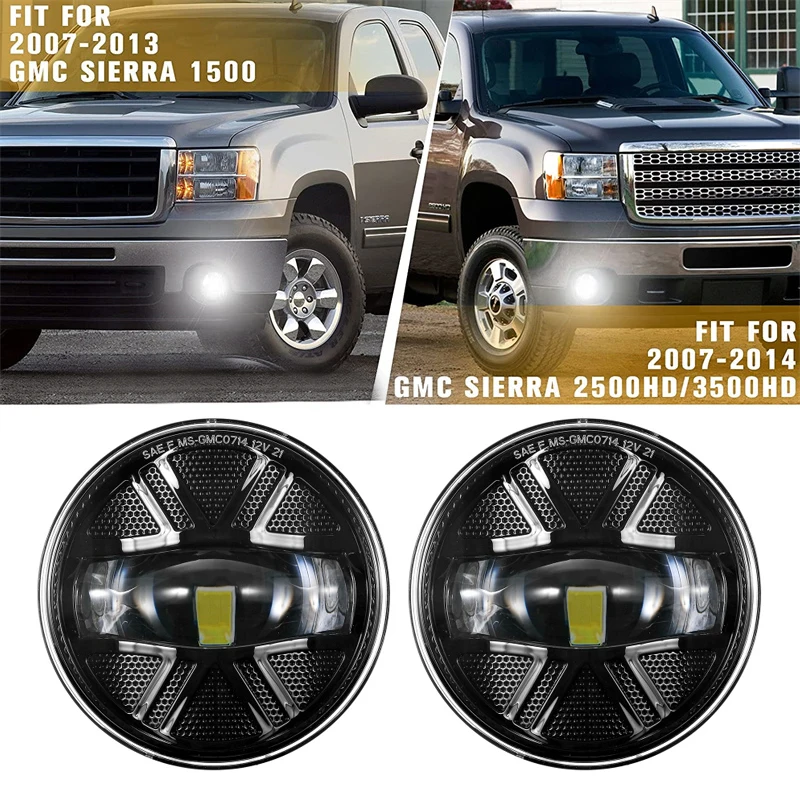 

1Pair Car Front Bumper Driving Fog Light Kit for GMC Sierra 1500 2007-2013/Sierra 2500HD 3500HD 2007-2014