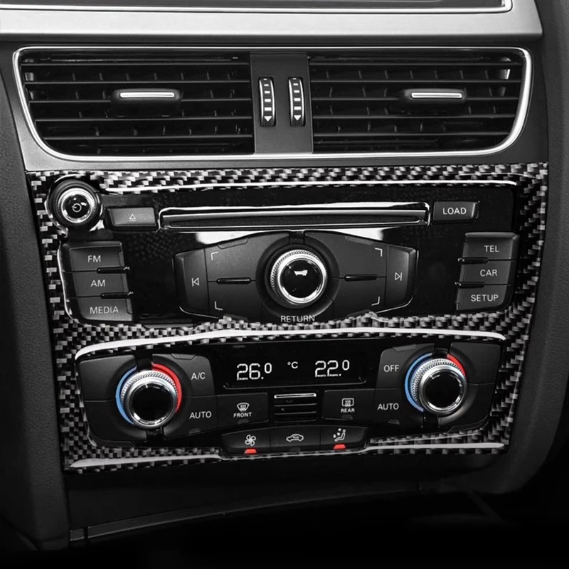 Image of Kohlefaser-Innenverkleidung Klimaanlagen-CD-Bedienfeld Abdeckrahmen Auto-Styling-Aufkleber für Audi A4 B8 A5 Q5 Zubehör