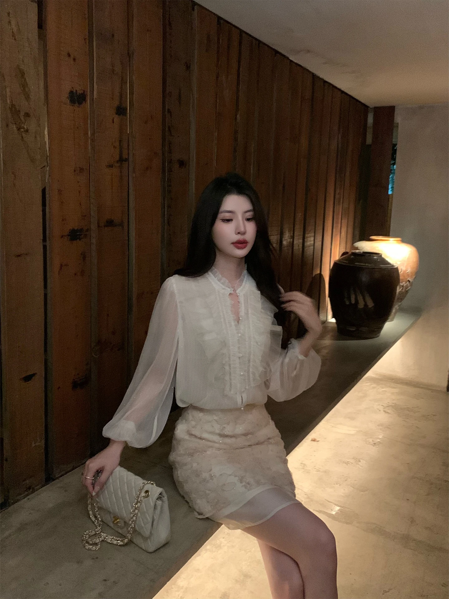 

Женская осенняя блузка Kun NaiMou с длинными рукавами-фонариками, облегающая, дышащая, приятная к телу, новая модная коллекция