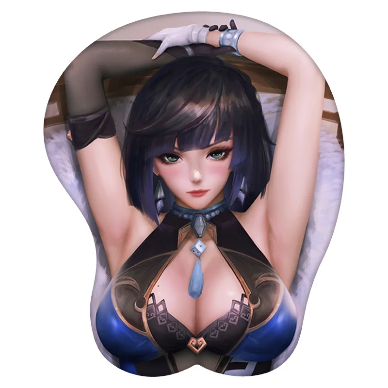 Yelan genshin impacto anime 3d mouse pad sexy suporte de pulso mesa mousepad tapete gamer acessório