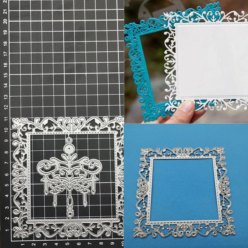 

Lace Leaf Vine Square Frame Craft metal cutting dies cut die mold Scrapbook paper craft knife mould blade punch stencils dies