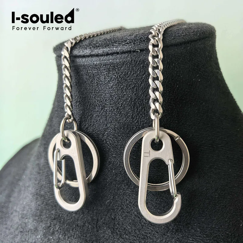 5.0mm pure titanium ground six sided denim chain with mountain buckle 25mm double-layer
