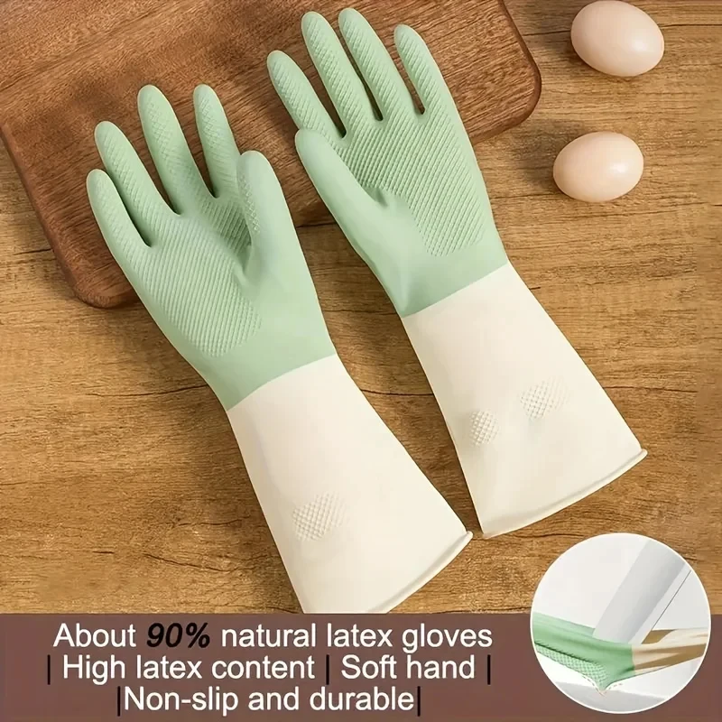 

high quality Two-color Dishwashing Kitchen Oil-proof Durle Wear-rnt Waterproof Rubber Dish Cleaning Glov