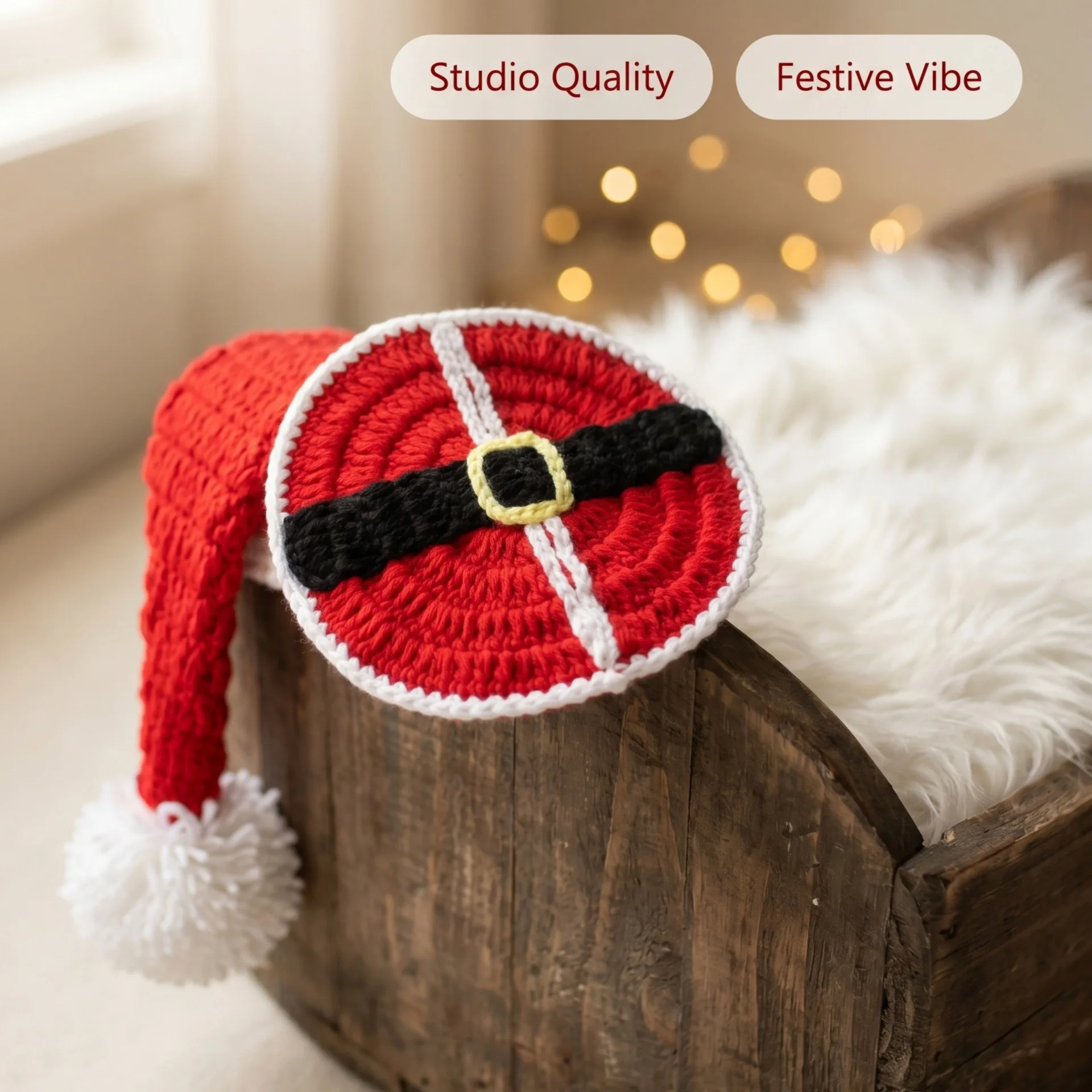 New children's photography props, baby photo outfits, newborn photography knitted Christmas-themed set