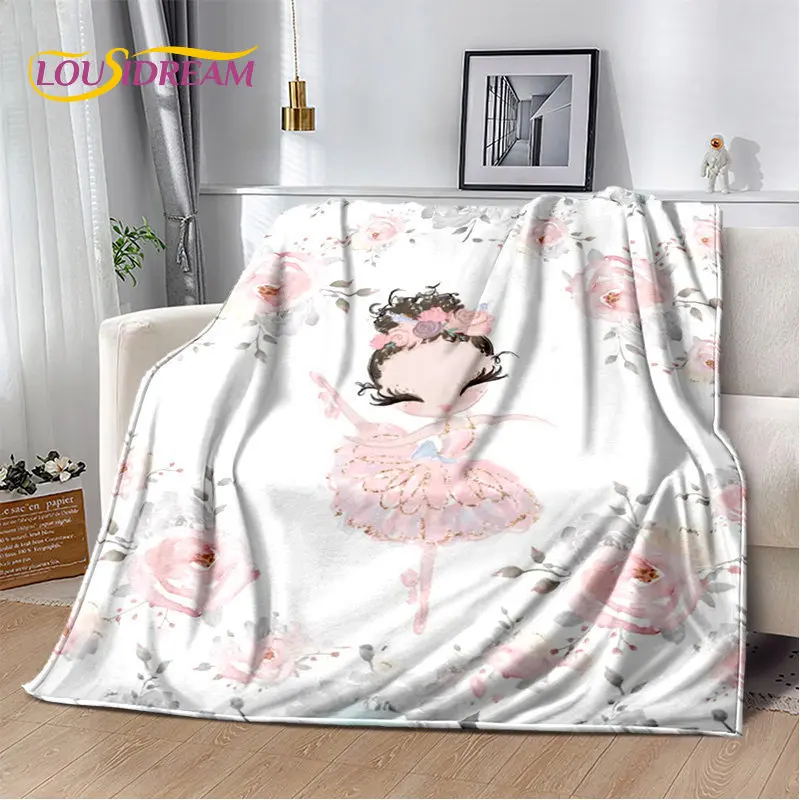 Cute Ballet Girl Ballerina Cartoon Soft Plush Blanket,Flannel Blanket Throw Blanket for Living Room Bedroom Bed Sofa Picnic Kids