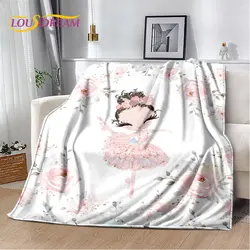 Manta de felpa suave de dibujos animados para niña bailarina de Ballet, manta de franela para sala de estar, dormitorio, cama, sofá, Picnic para niños