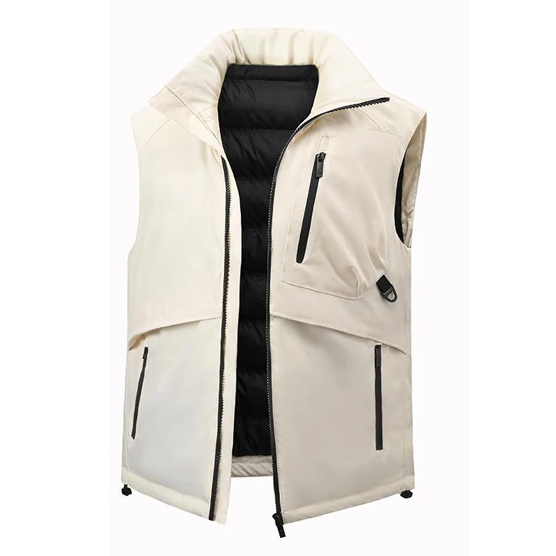 

Winter Man Waterproof Thicken Casual Sleeveless Vests Coat Men Multi Pocket Zip Up Vest Male Loose Outdoor Cargo Waistcoat Vests